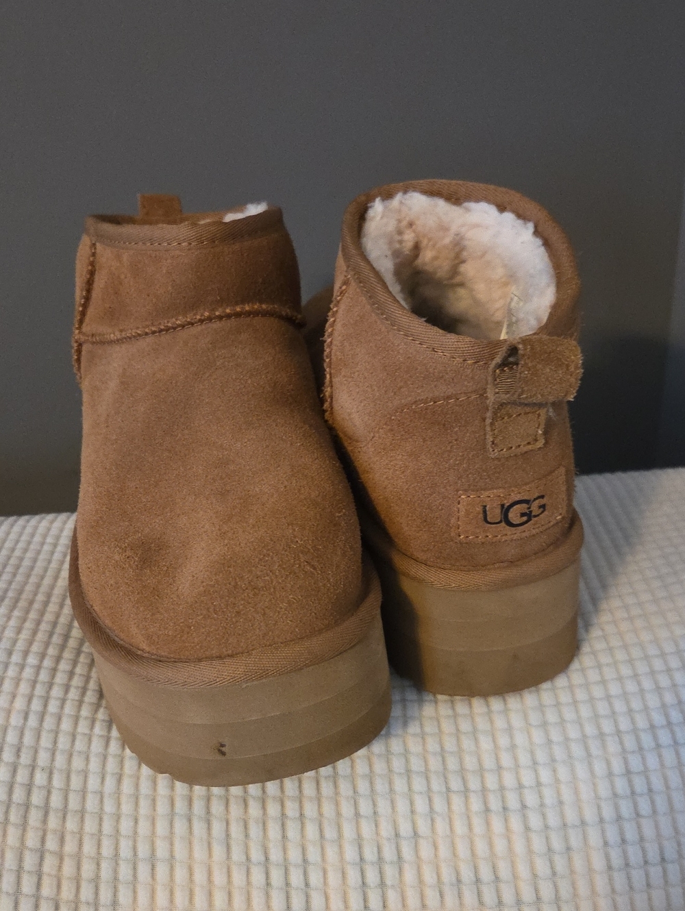 UGG Suede Ankle Slip-On Boots in Chestnut Brown
